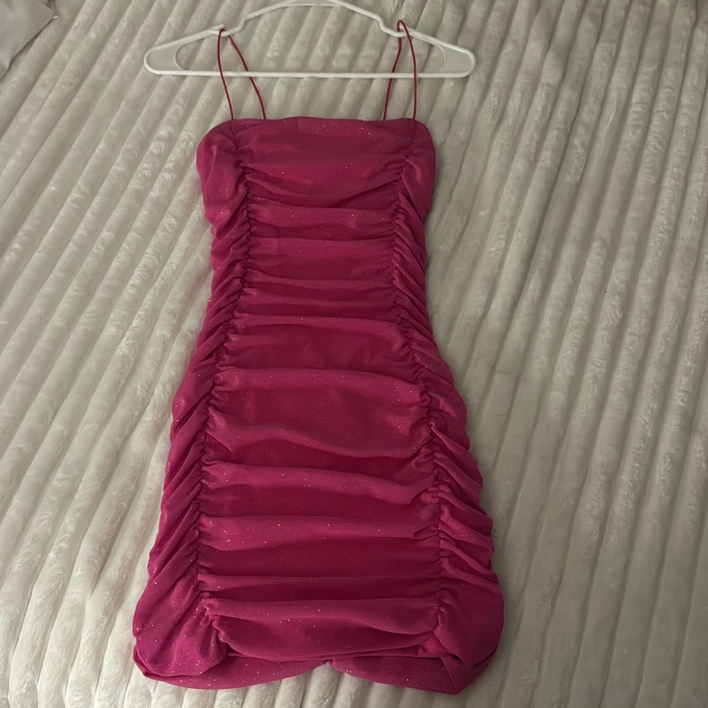 MISTY ROSE Hot Pink Sparkly Body-con Mini Dress Size Small